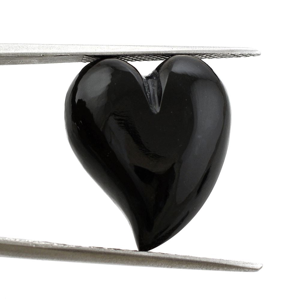 BLACK ONYX SACRED PUFFY HEART (HALF DRILL 1.10MM) (#132) 20X17MM 21.92 Cts.
