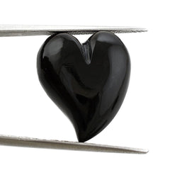 BLACK ONYX SACRED PUFFY HEART (HALF DRILL 1.10MM) (#132) 20X17MM 21.92 Cts.