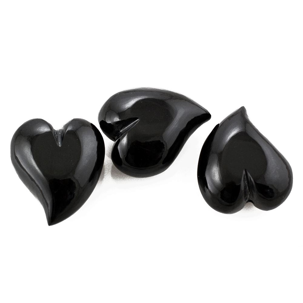 BLACK ONYX SACRED PUFFY HEART (HALF DRILL 1.10MM) (#132) 20X17MM 21.92 Cts.