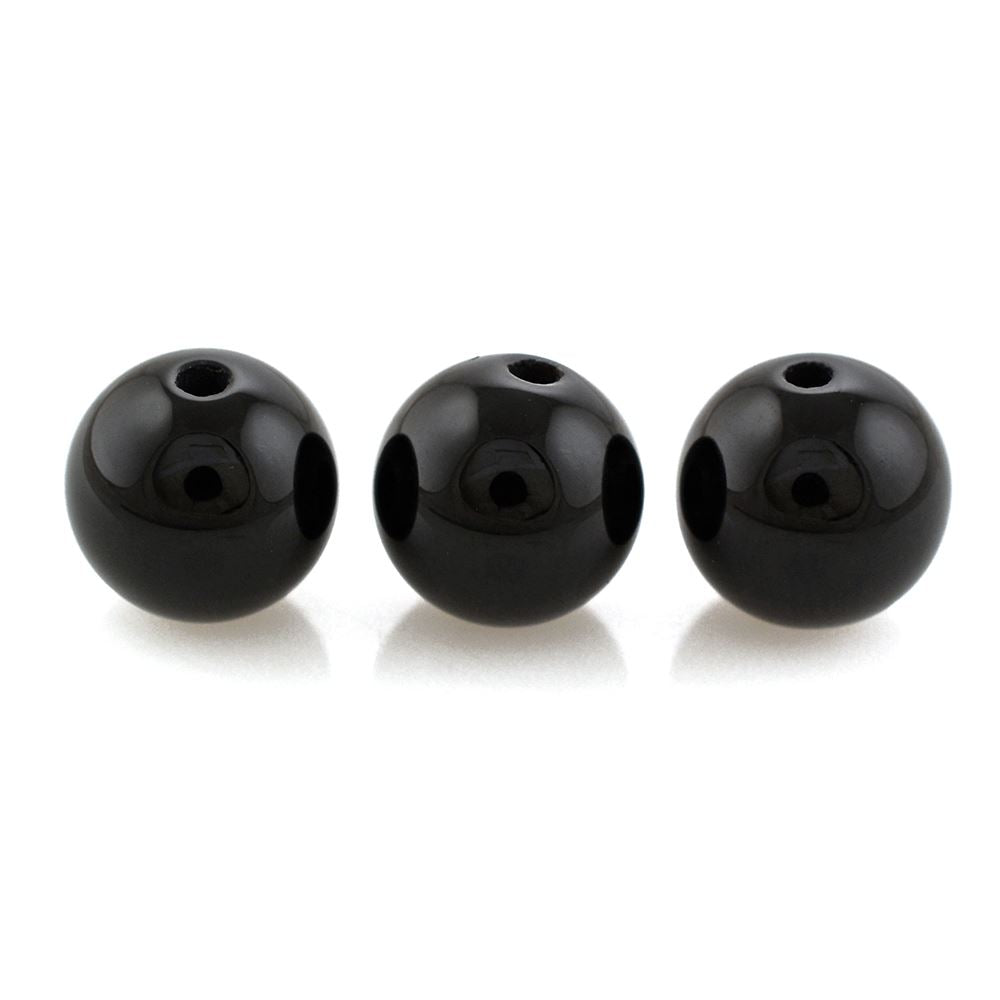 BLACK ONYX PLAIN BALL BEAD (BALCK/CLEAN) (FULL DRILL 1.30MM) 8MM 3.56 Cts.
