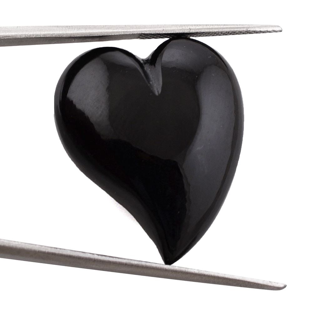 BLACK ONYX SACRED PUFFY HEART (HALF DRILL 1.10MM) (#132) 28X23MM 48.75 Cts.