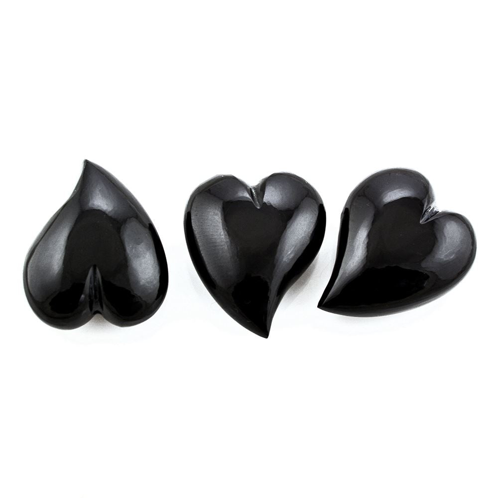 BLACK ONYX SACRED PUFFY HEART (HALF DRILL 1.10MM) (#132) 28X23MM 48.75 Cts.