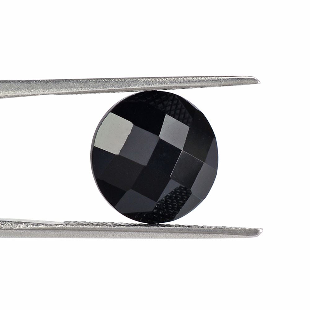 BLACK ONYX CHECKER CUT ROUND 12MM 5.05 Cts.
