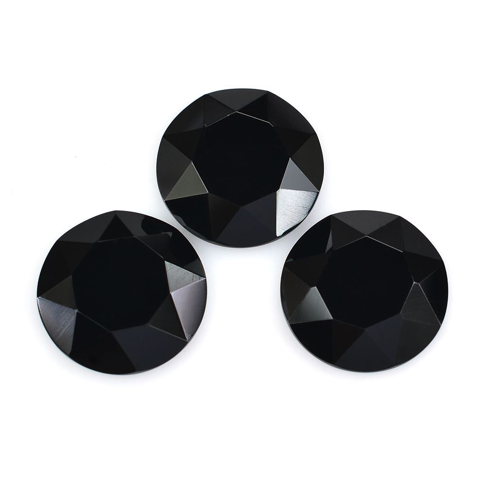 BLACK ONYX TABLE CUT ROUND CAB 17MM 8.69 Cts.