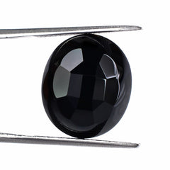 BLACK ONYX STEP CUT OVAL CAB 17X15MM 10.50 Cts.