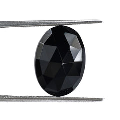 BLACK ONYX ROSE CUT OVAL 16X12MM 6.80 Cts.