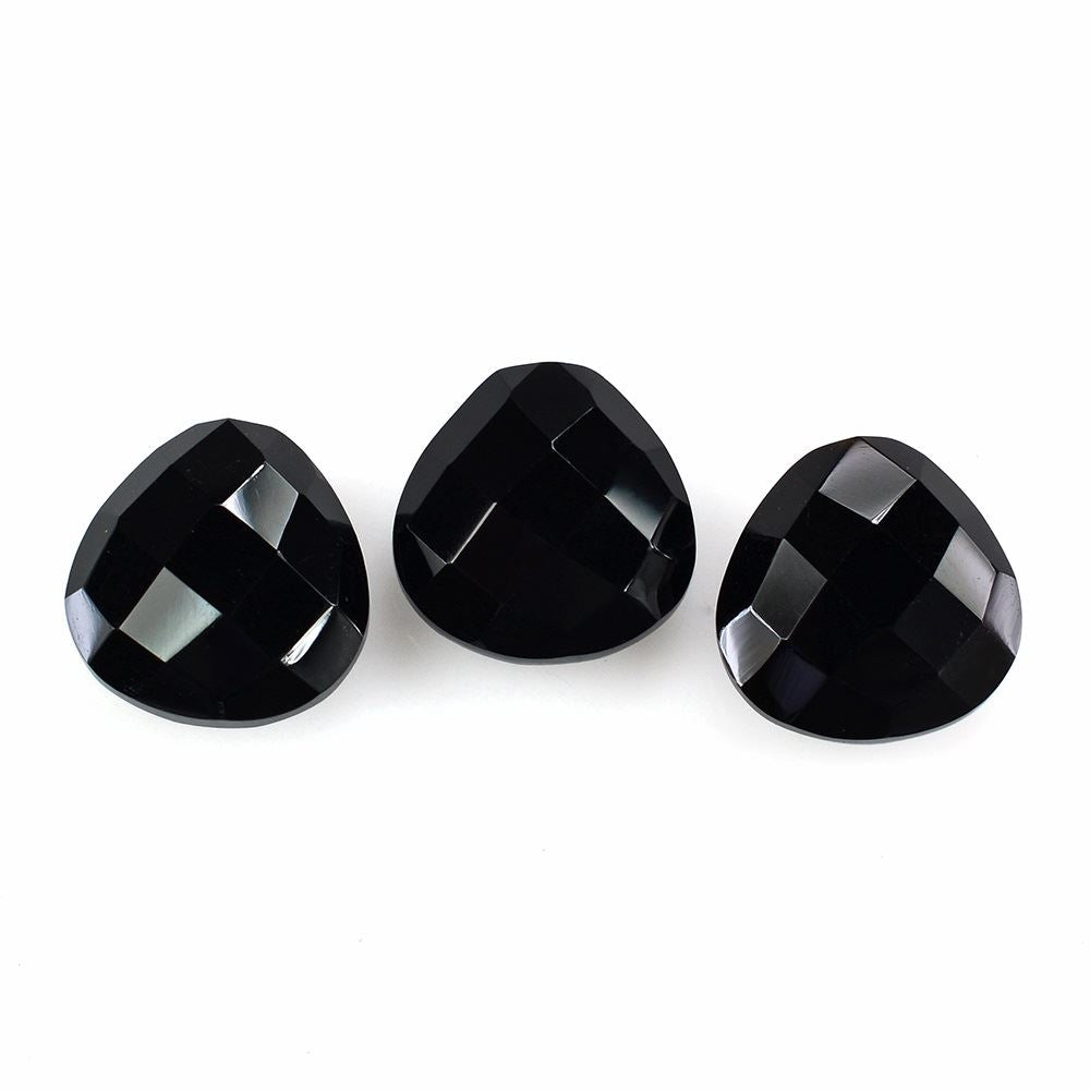 BLACK ONYX BRIOLETTE PEAR TABEEZ (HALF DRILL) 10MM 3.345 Cts.