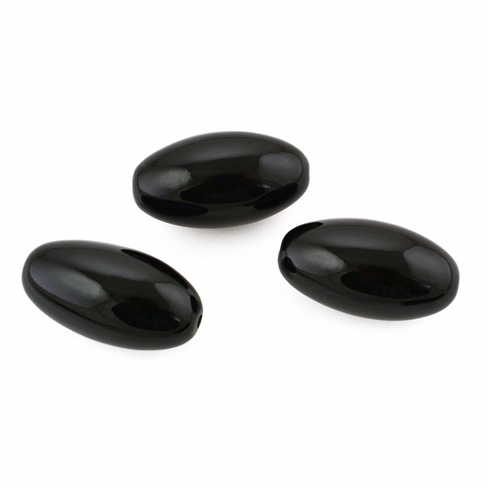 BLACK ONYX PLAIN BEADS (FULL DRILL) 24X13MM 29.19 Cts.