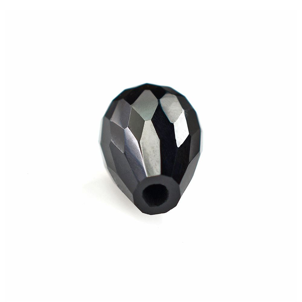 BLACK ONYX FACETED DROPS (HALF DRILL) (CLEAN) 9X6MM 2.20 Cts.