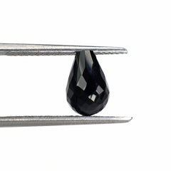 BLACK ONYX FACETED DROPS (HALF DRILL) (CLEAN) 9X6MM 2.20 Cts.
