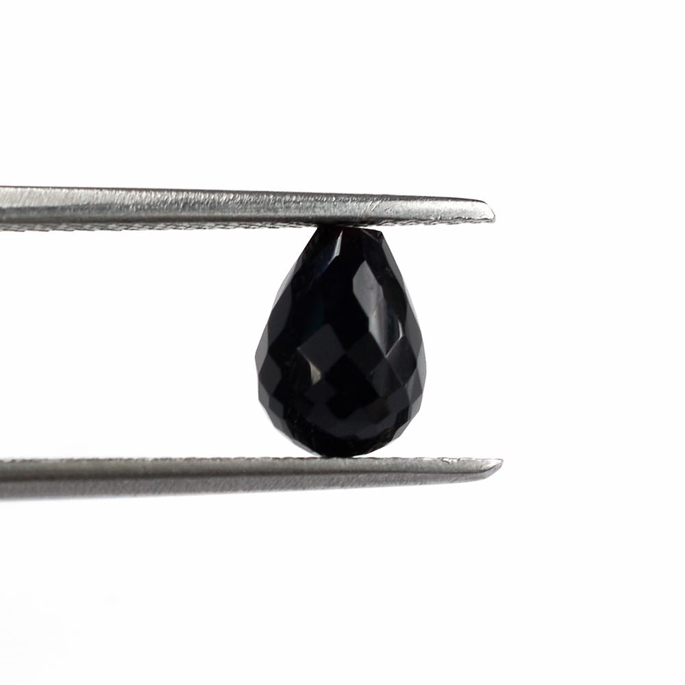 BLACK ONYX FACETED DROPS (HALF DRILL) 8X6MM 1.94 Cts.
