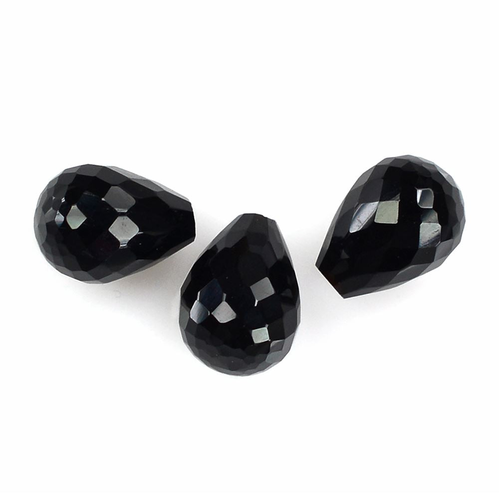 BLACK ONYX FACETED DROPS (HALF DRILL) 8X6MM 1.94 Cts.