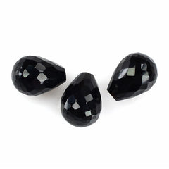 BLACK ONYX FACETED DROPS (HALF DRILL) 8X6MM 1.94 Cts.