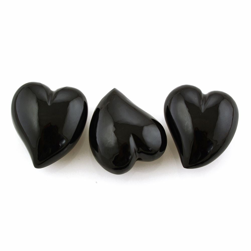 BLACK ONYX SACRED HEARTS (HALF DRILL) (DES#132) 18X16MM 19.11 Cts.