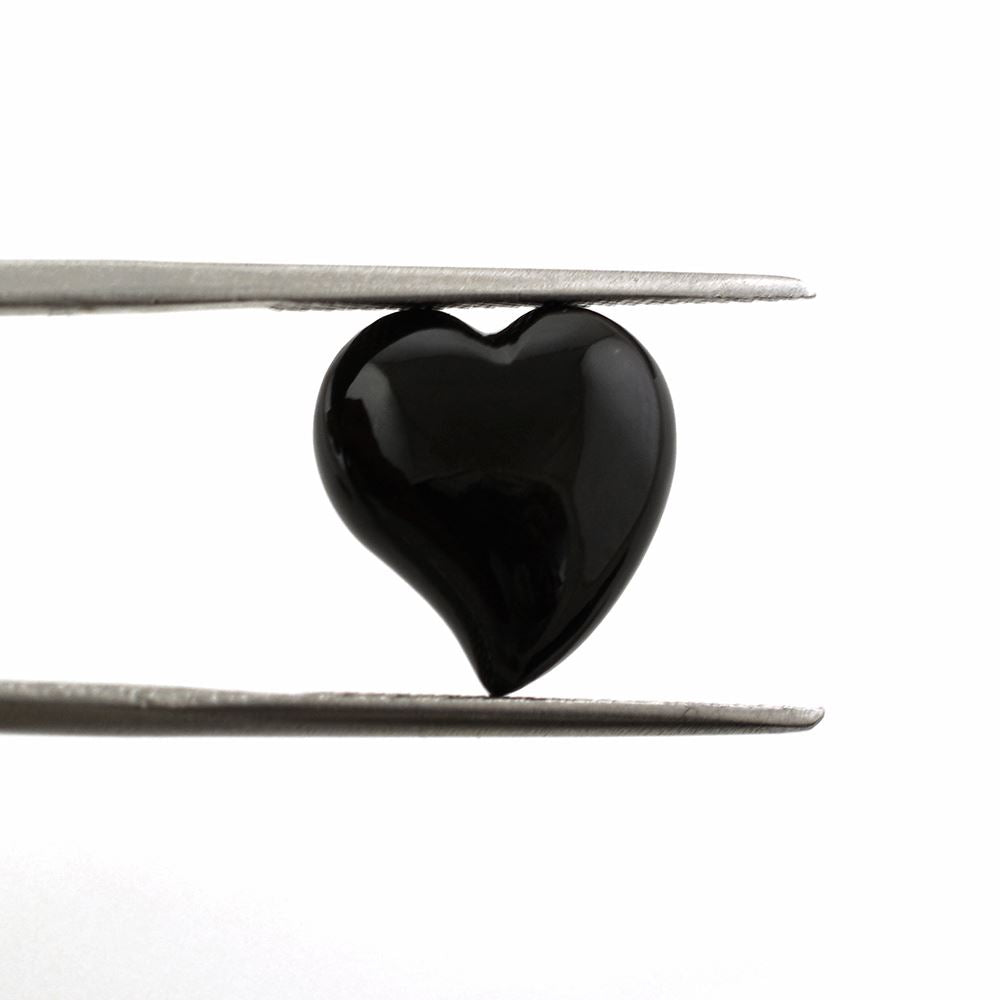 BLACK ONYX SACRED HEARTS (HALF DRILL) (DES#132) 13X12MM 7.56 Cts.