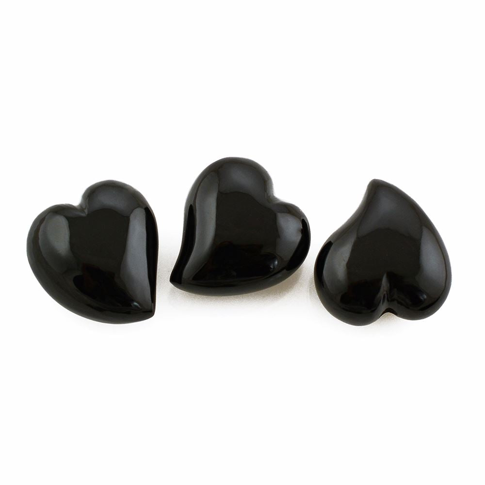 BLACK ONYX SACRED HEARTS (HALF DRILL) (DES#132) 13X12MM 7.56 Cts.