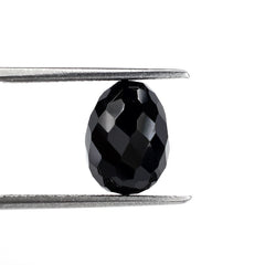 BLACK ONYX FACETED OLIVE (HALF DRILL) 11X8MM 7.49 Cts.