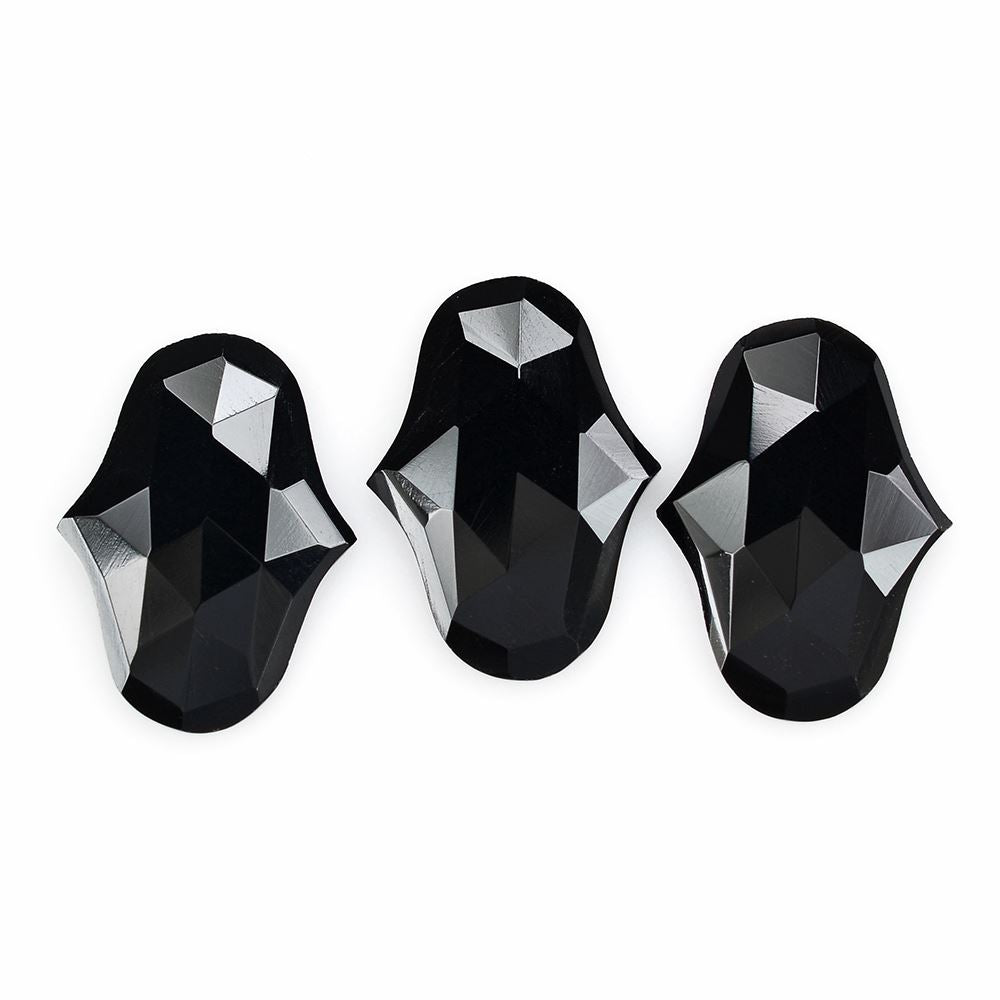 BLACK ONYX ROSE CUT FANCY SHAPE 22X16MM 7.20 Cts.