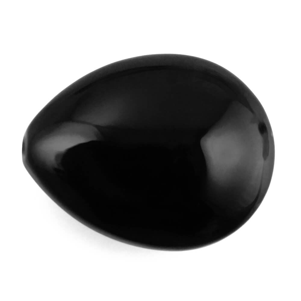 BLACK ONYX LENTIL PEAR (HALF DRILL) 15X12MM 8.92 Cts.