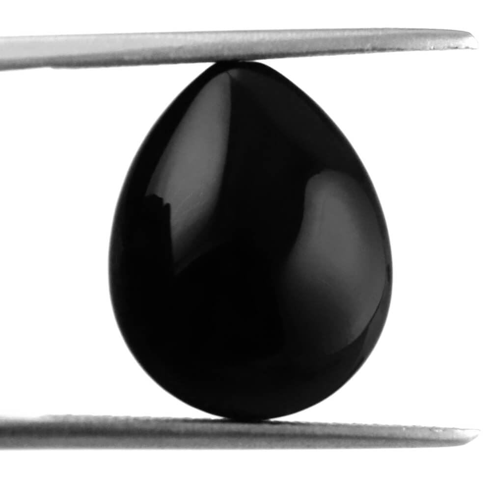BLACK ONYX LENTIL PEAR (HALF DRILL) 15X12MM 8.92 Cts.