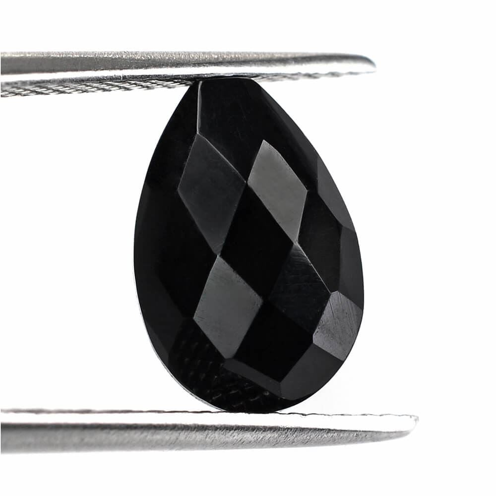 BLACK ONYX BRIOLETTE PEAR (HALF DRILL) 12X8MM 3.00 Cts.
