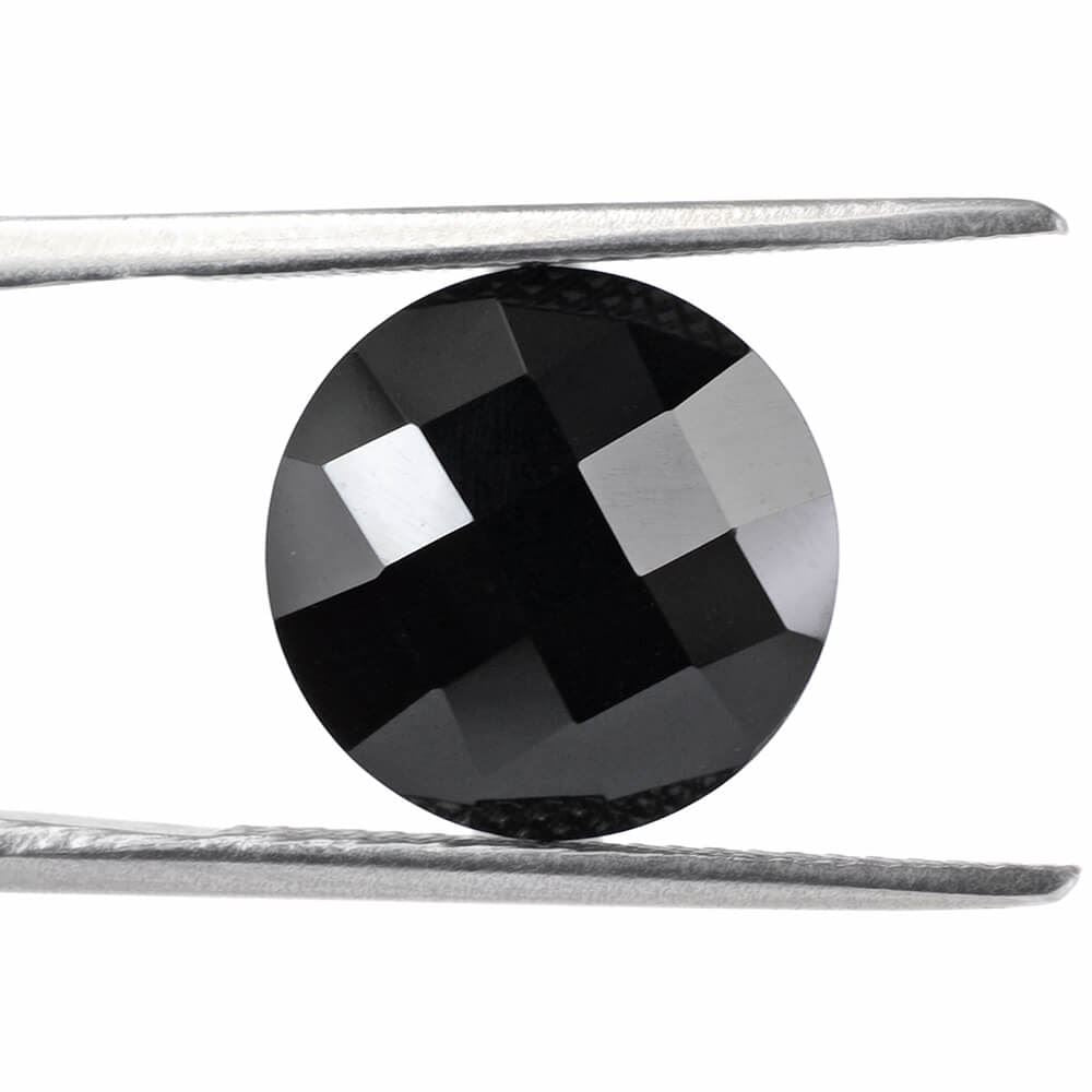 BLACK ONYX CHECKER CUT ROUND 12MM 5.25 Cts.