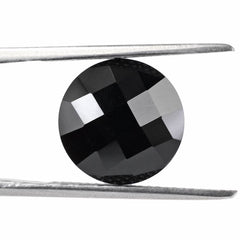 BLACK ONYX CHECKER CUT ROUND 12MM 5.25 Cts.