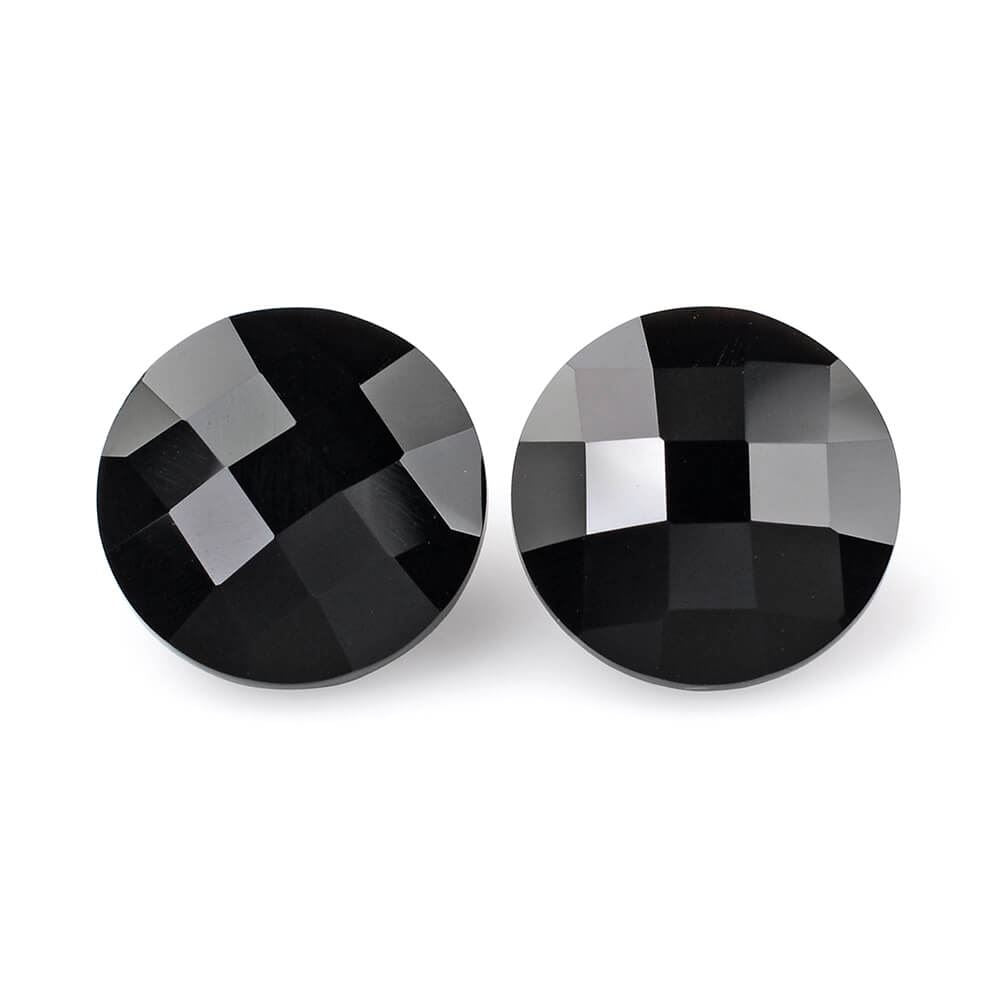BLACK ONYX CHECKER CUT ROUND 12MM 5.25 Cts.