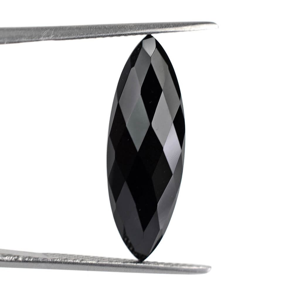 BLACK ONYX CHECKER CUT MARQUISE 23.50X8MM 7.74 Cts.