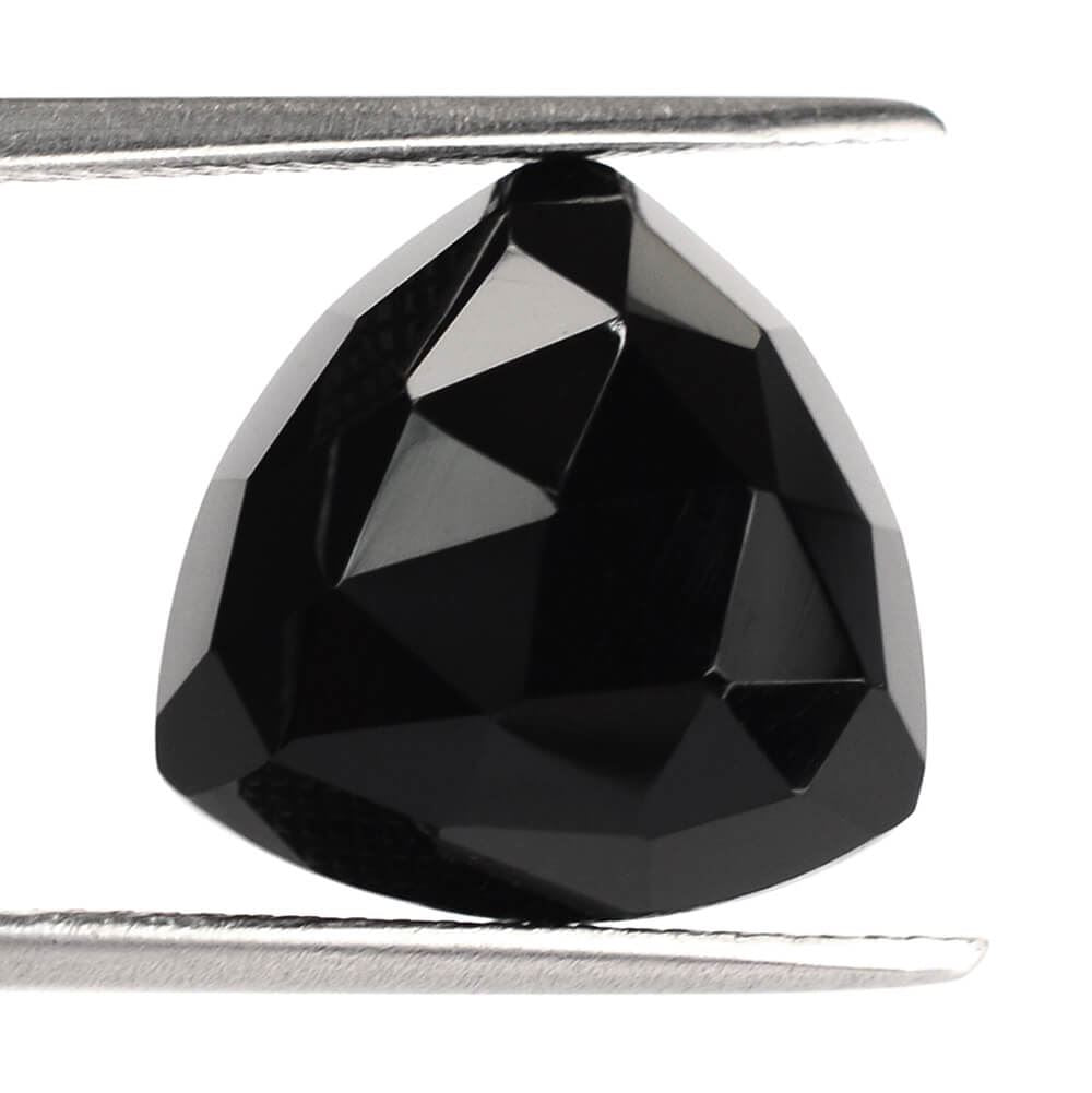 BLACK ONYX ROSE CUT TRILLION CAB 14MM 8.93 Cts.