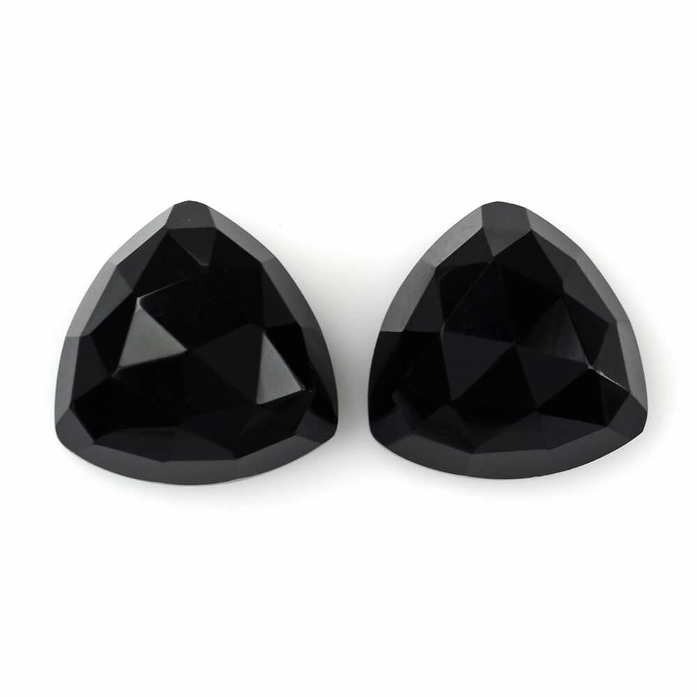 BLACK ONYX ROSE CUT TRILLION CAB 14MM 8.93 Cts.