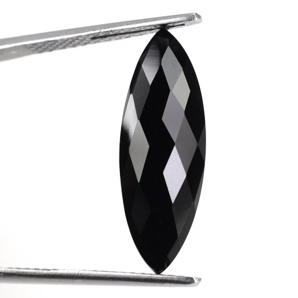 BLACK ONYX CHECKER CUT MARQUISE (HIGH DOME) 23X8MM 7.50 Cts.