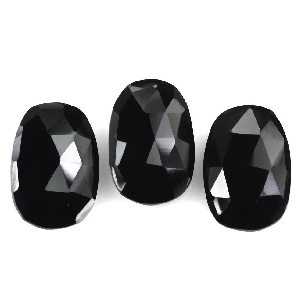 BLACK ONYX ROSE CUT BRIOLETTE IRREGULAR CUSHION 12X8MM 2.30 Cts.