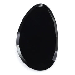 BLACK ONYX ROSE CUT IRREGULAR PEAR CAB 36X22MM 23.83 Cts.