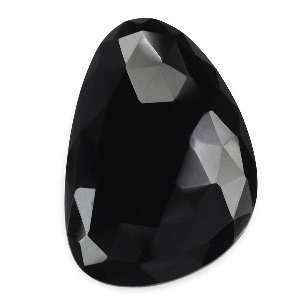 BLACK ONYX ROSE CUT FANCY CAB 29X20MM 16.80 Cts.