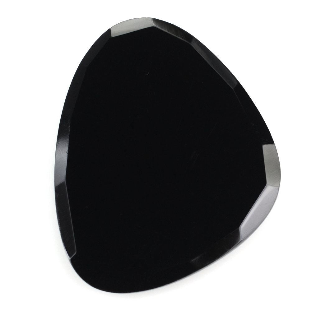 BLACK ONYX ROSE CUT FANCY CAB 36X28MM 28.40 Cts.