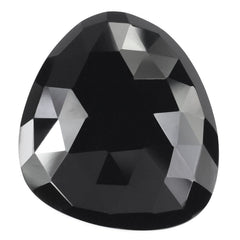 BLACK ONYX ROSE CUT IRREGULAR PEAR CAB 29X26MM 24.38 Cts.