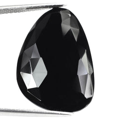 BLACK ONYX ROSE CUT IRREGULAR PEAR CAB (BLACK/CLEAN) 29X20MM 17.11 Cts.