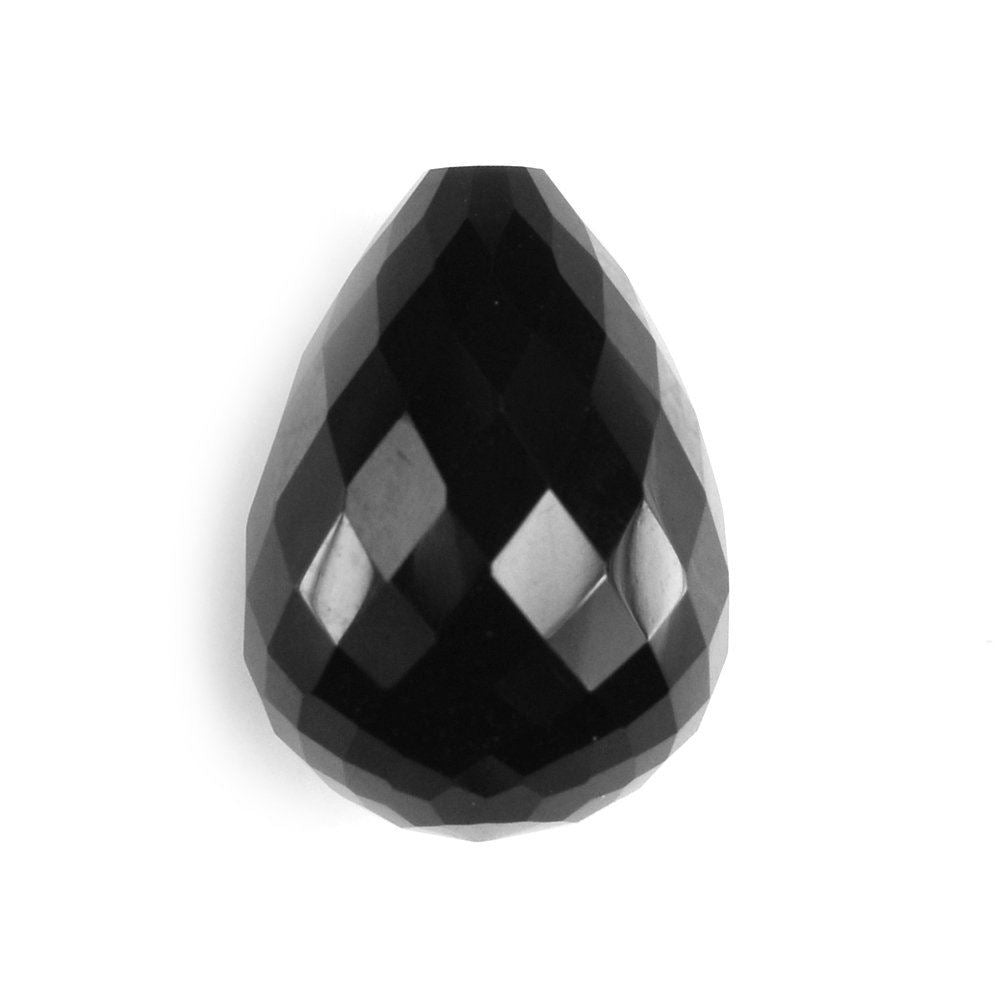 BLACK ONYX FACETED DROPS (HALF DRILL 1.00MM) 14X10MM (BLACK/CLEAN) 8.16 Cts.