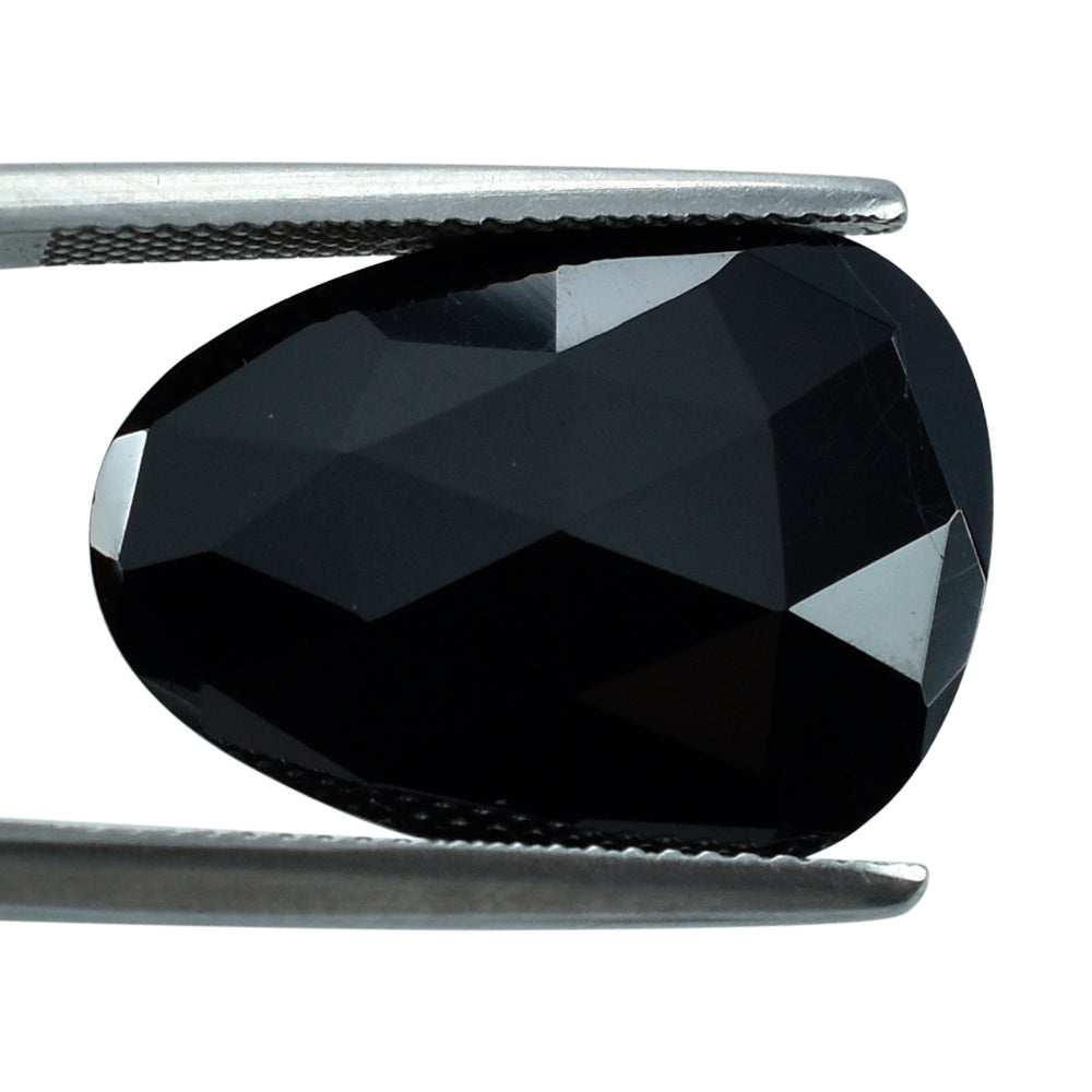 BLACK ONYX ROSE CUT BRIOLETTE IRREGULAR PEAR 20X15MM 10.95 Cts.