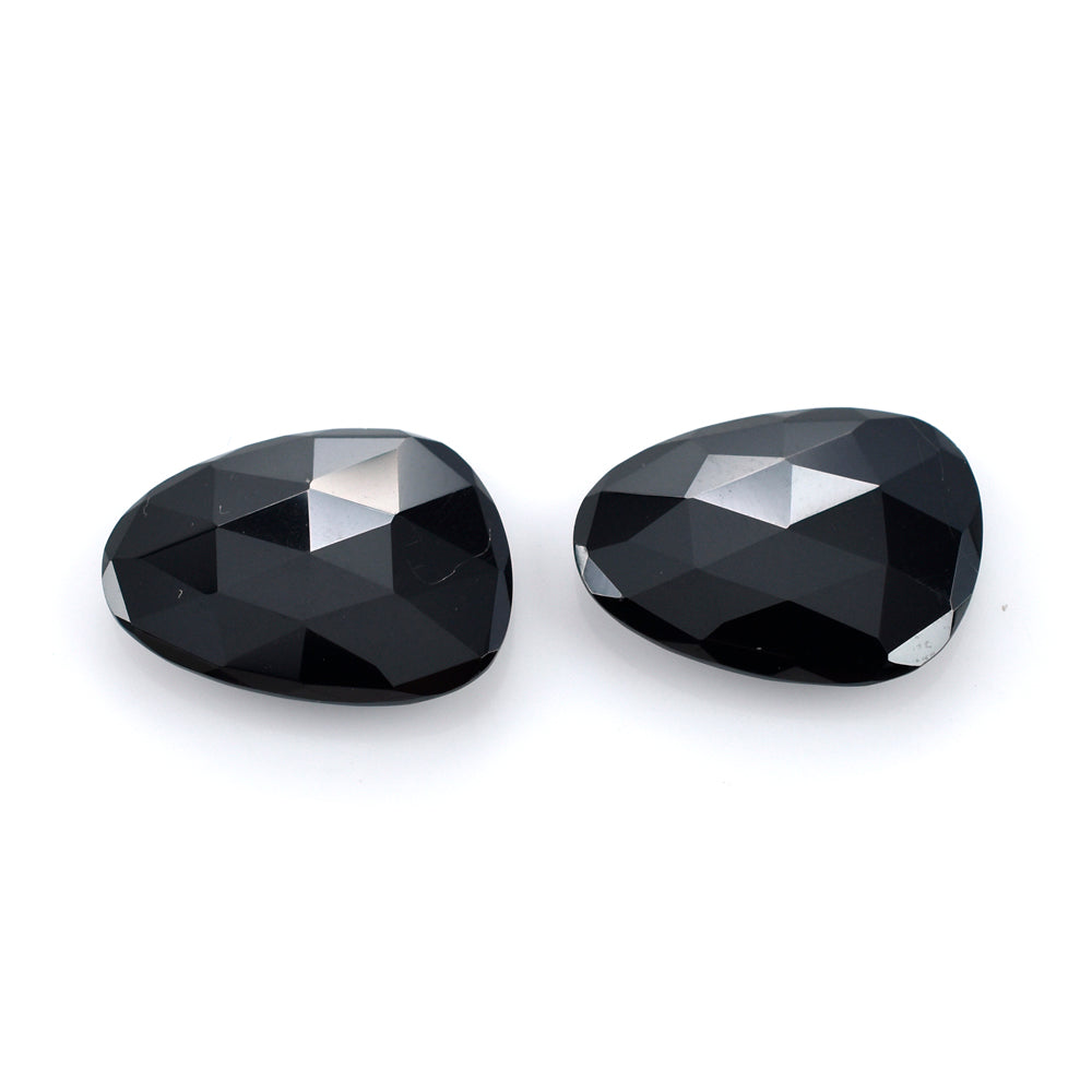 BLACK ONYX ROSE CUT BRIOLETTE IRREGULAR PEAR 20X15MM 10.95 Cts.