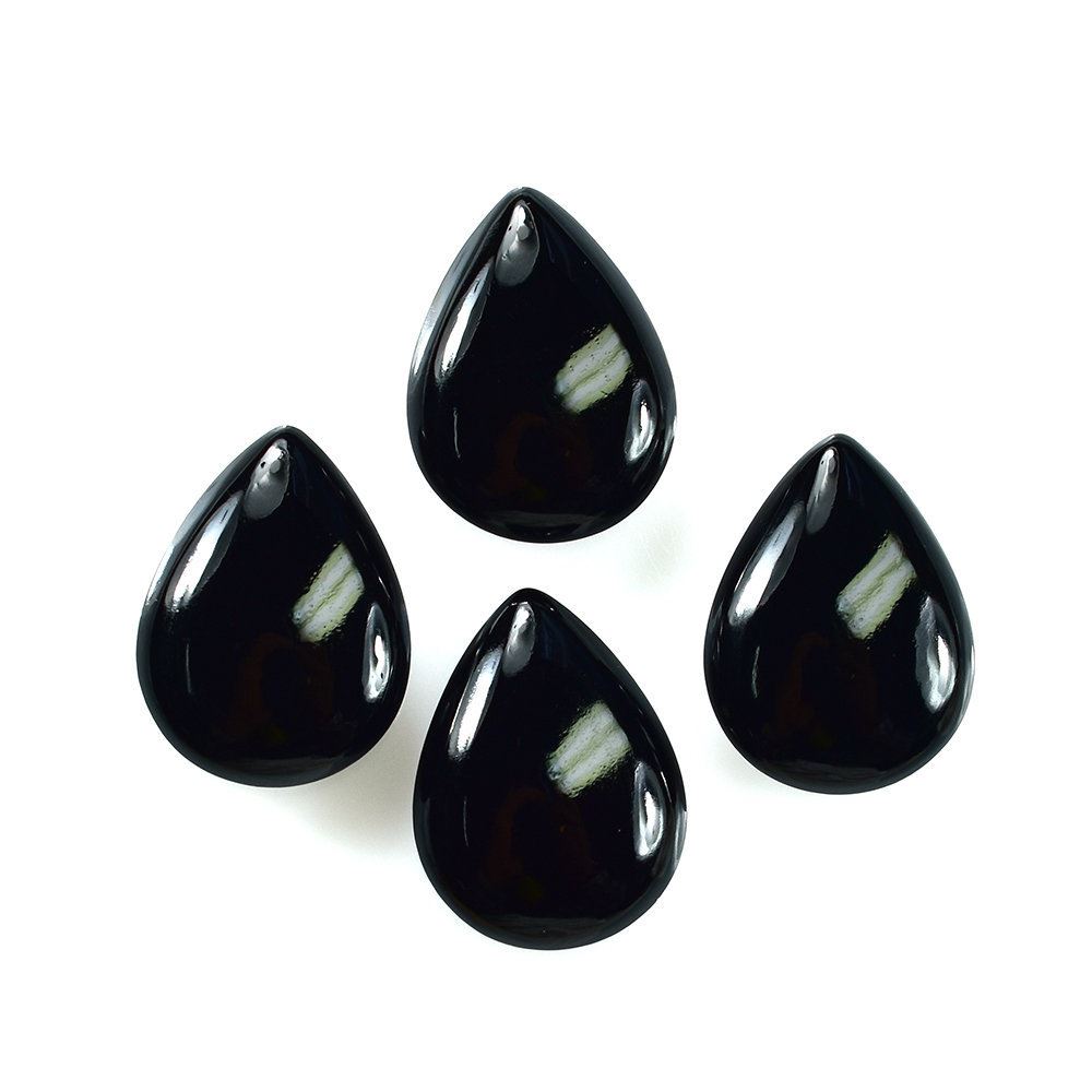 BLACK ONYX PLAIN LENTIL PEAR 20X15MM 11.43 Cts.