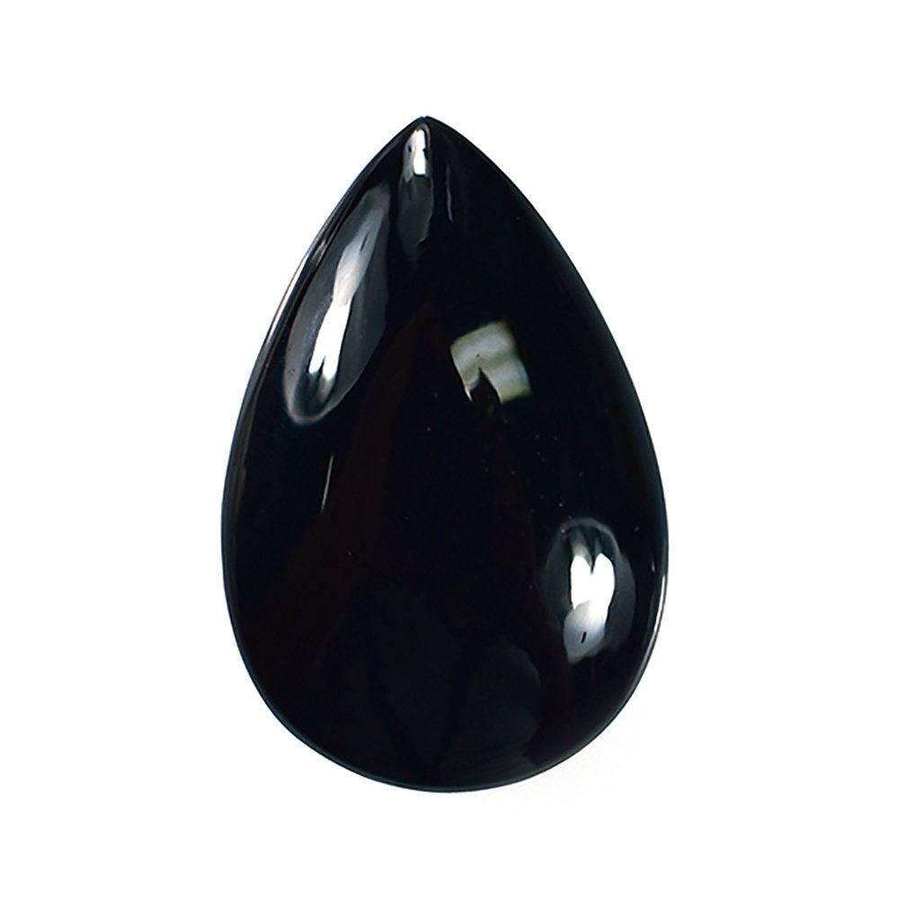 BLACK ONYX PLAIN LENTIL PEAR 15X10MM 4.53 Cts.