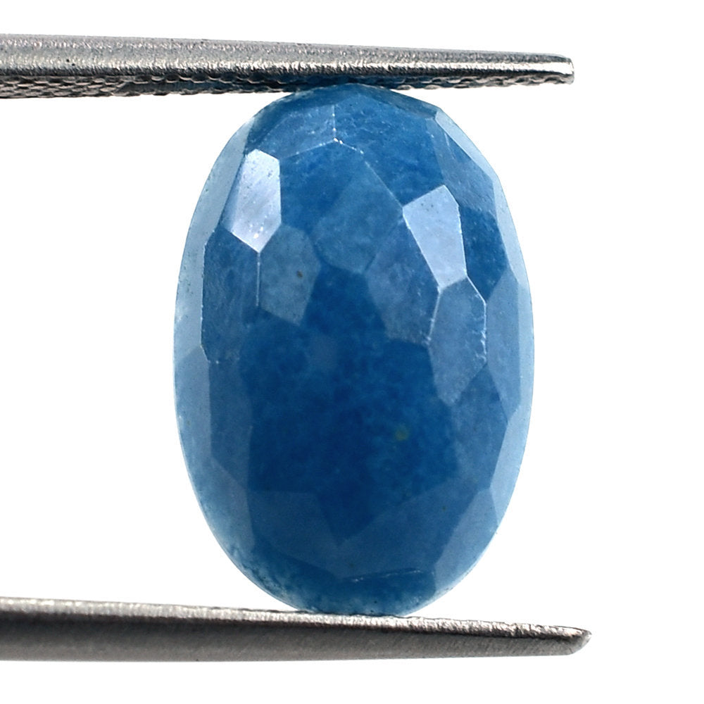 BLUE QUARTZ IRREGULAR FACETED OVAL CAB 20X15MM 6.39 Cts.