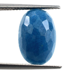 BLUE QUARTZ IRREGULAR FACETED OVAL CAB 20X15MM 6.39 Cts.