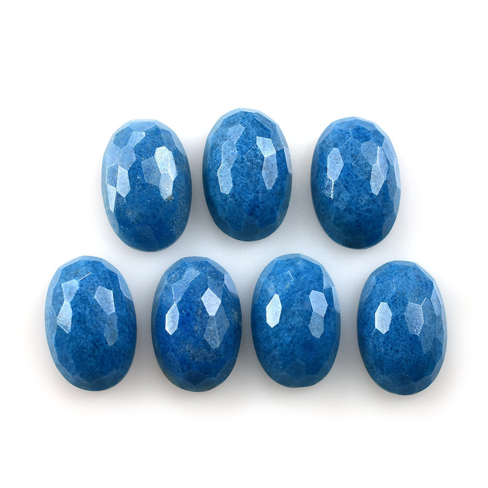 BLUE QUARTZ IRREGULAR FACETED OVAL CAB 20X15MM 6.39 Cts.