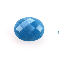 BLUE QUARTZ CHECKER CUT BRIOLETTE OVAL 10X8MM 2.31 Cts.