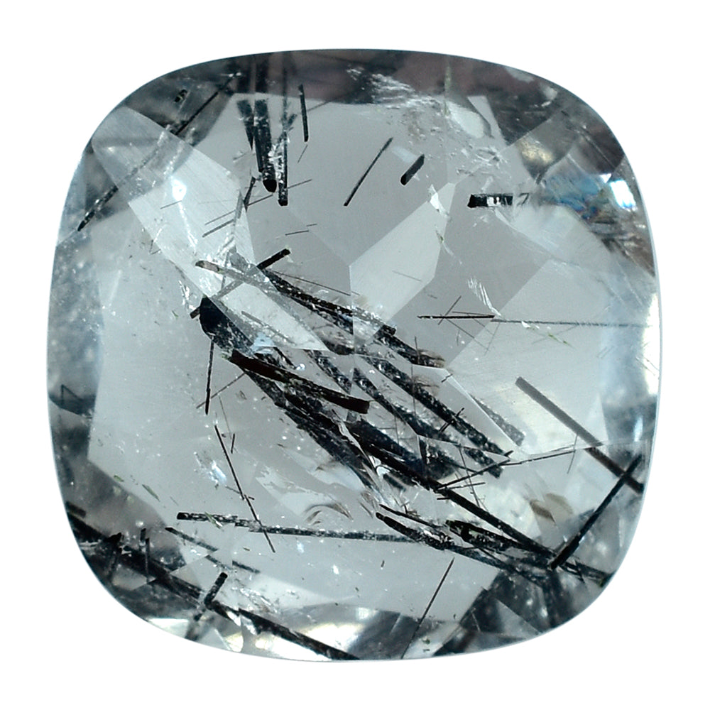 BLACK RUTILE QUARTZ CUT CUSHION 13.00MM  8.14 Cts.