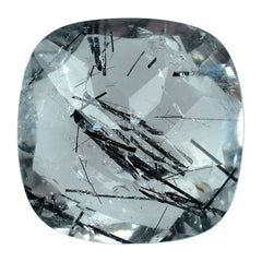 BLACK RUTILE QUARTZ CUT CUSHION 13.00MM  8.14 Cts.