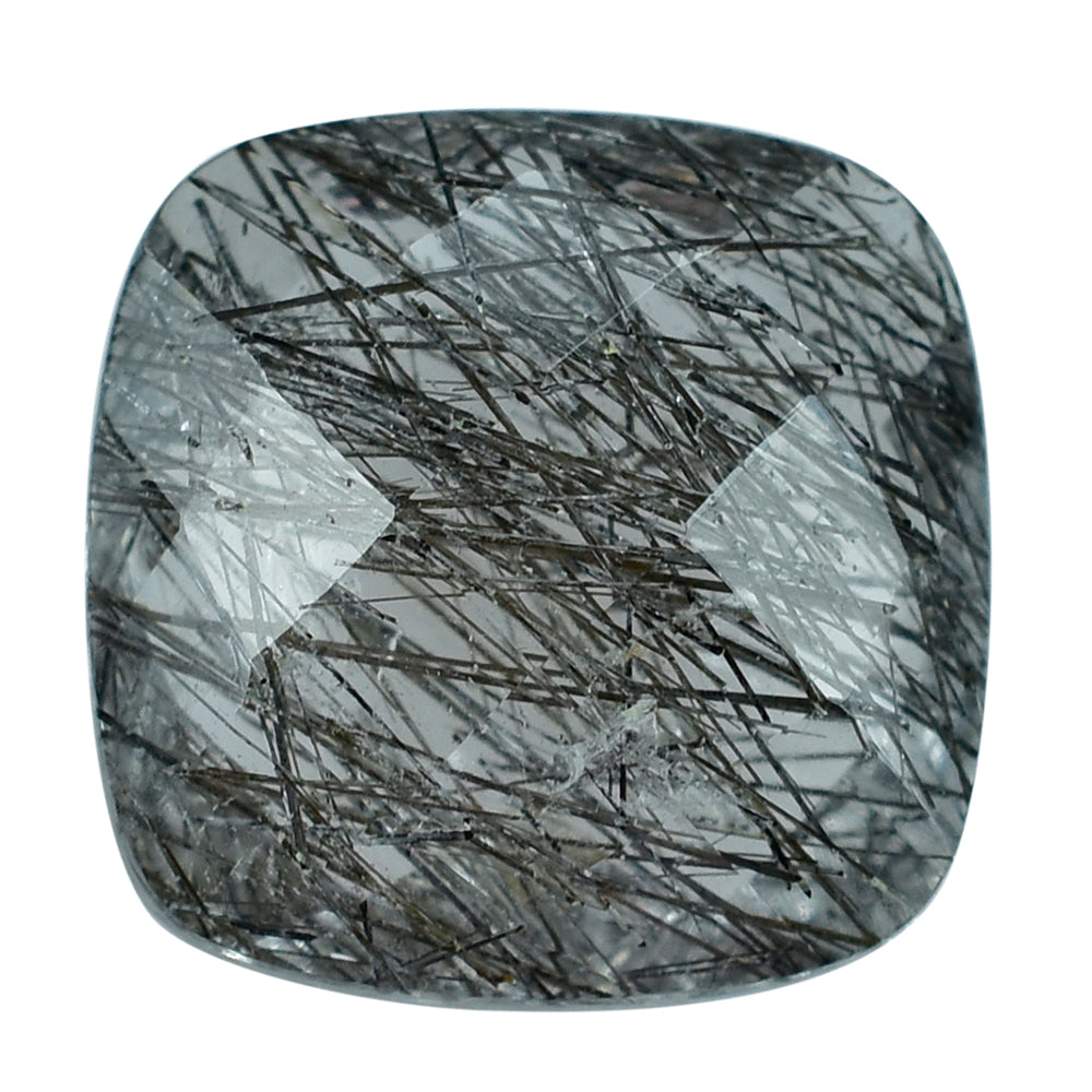 BLACK RUTILE QUARTZ BRIOLETTE CUSHION 12.00MM 6.28 Cts.